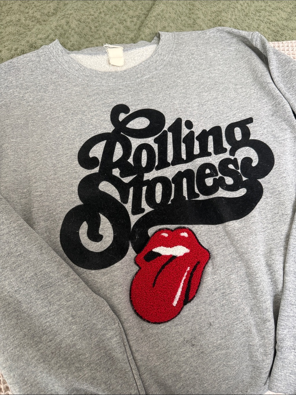 Madeworn Rolling Stones Sweatshirt - Gray with Red Tongue Small